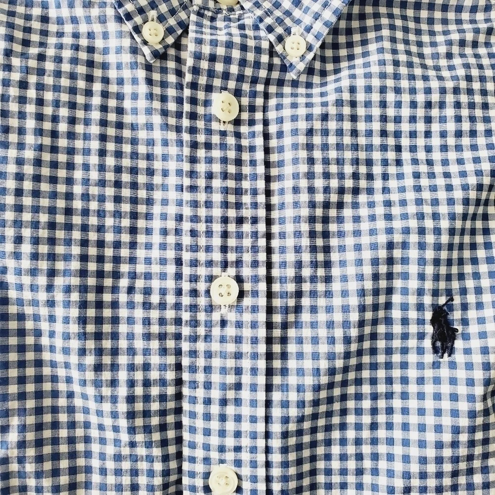 Ralph Lauren Big Boys 10-12 Long-Sleeve Checked Poplin Sportshirt Blue